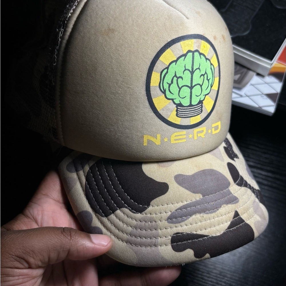 N.E.R.D Camo Trucker Hat - Beige and Black